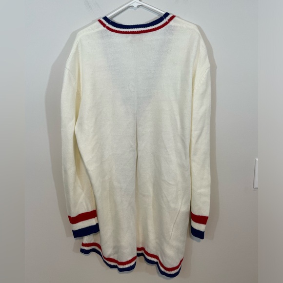 SHOW ME YOUR MUMU Lambert Cardigan womens 2XL Varsity USA Stripe Red White Blue - Picture 8 of 11